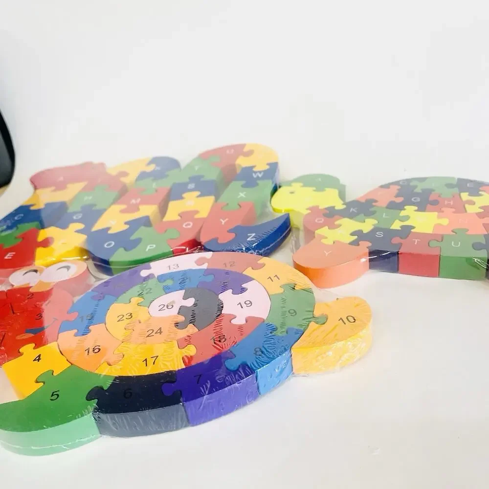 3 Alphabet & Number‎ Jigsaw Puzzle Animal Wooden Puzzle Snake Snail Turtle